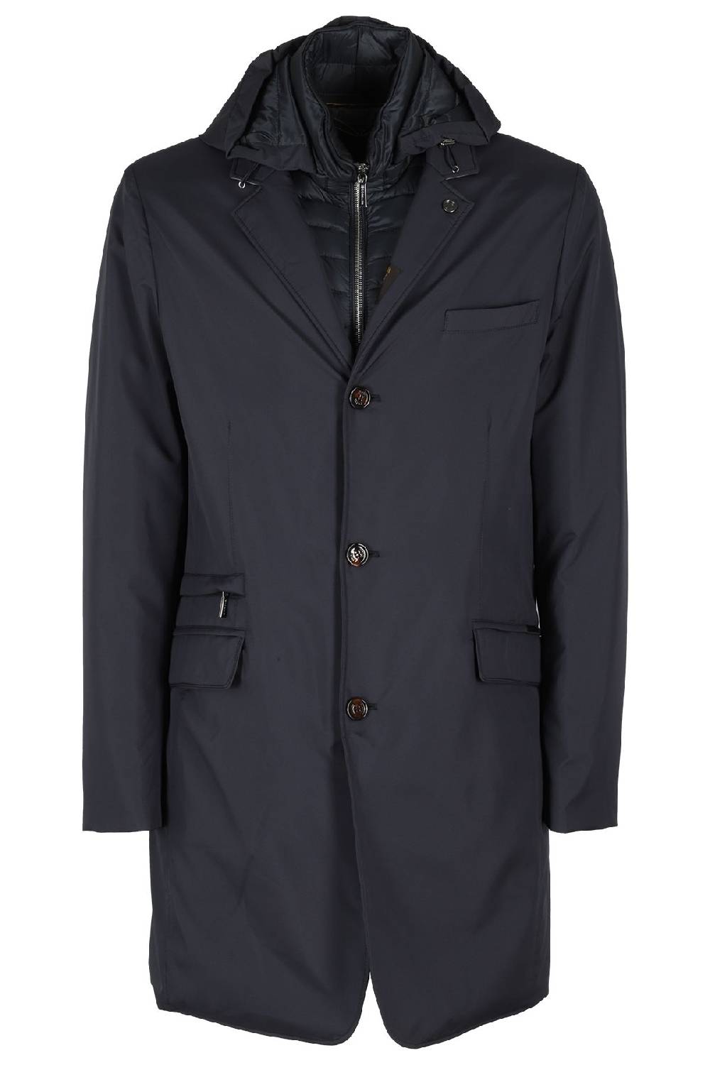 MOORER Cappotto Blu Navy Cappuccio