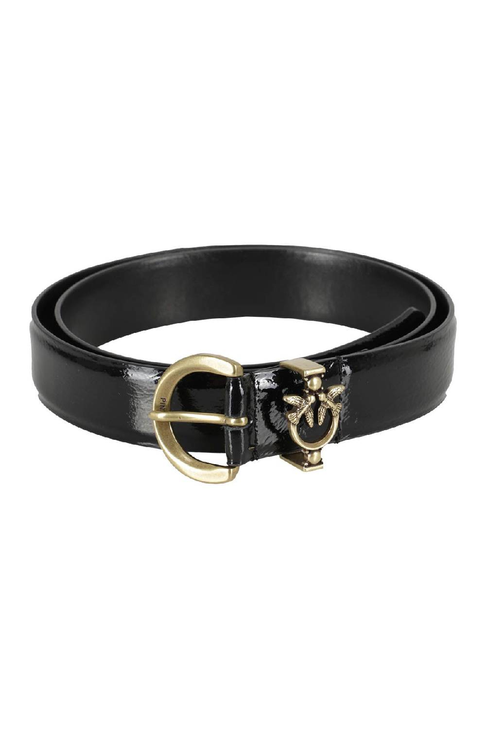 PINKO Cintura Pelle Verniciata Nera