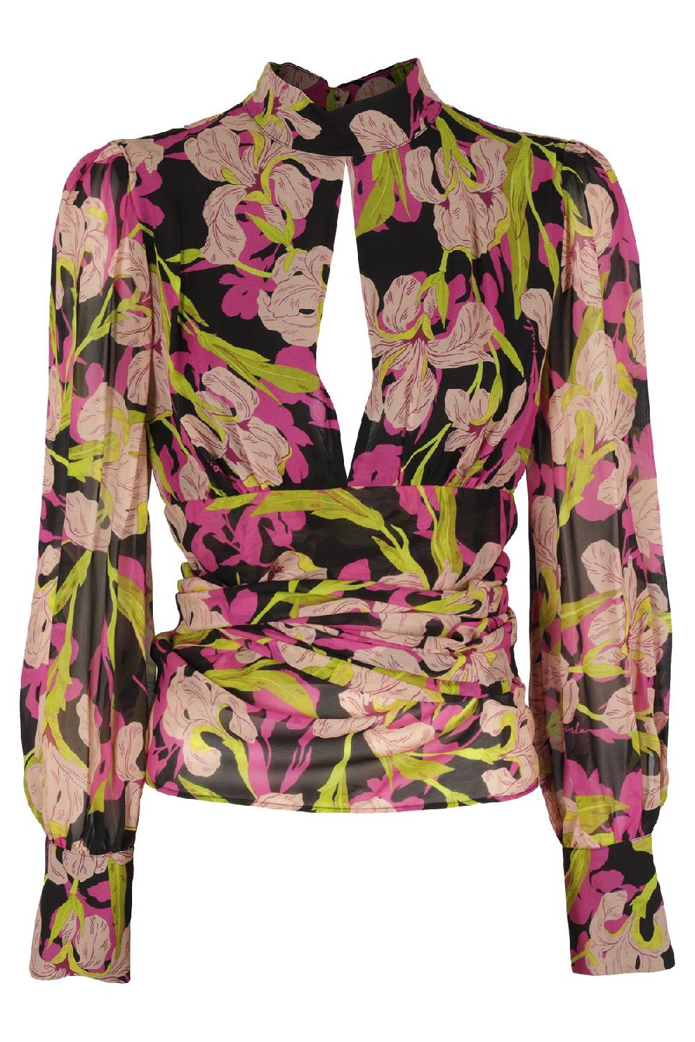 PINKO Top Camicia Nero Fuxia