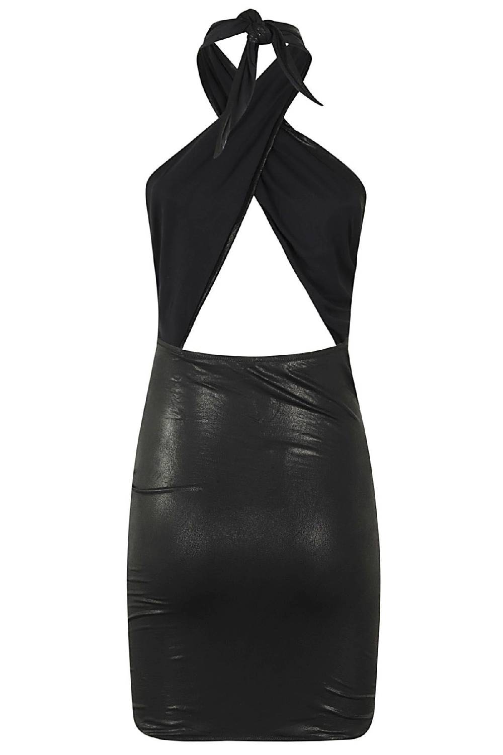 REINA OLGA Abito Mini Stallion Black Ecopelle