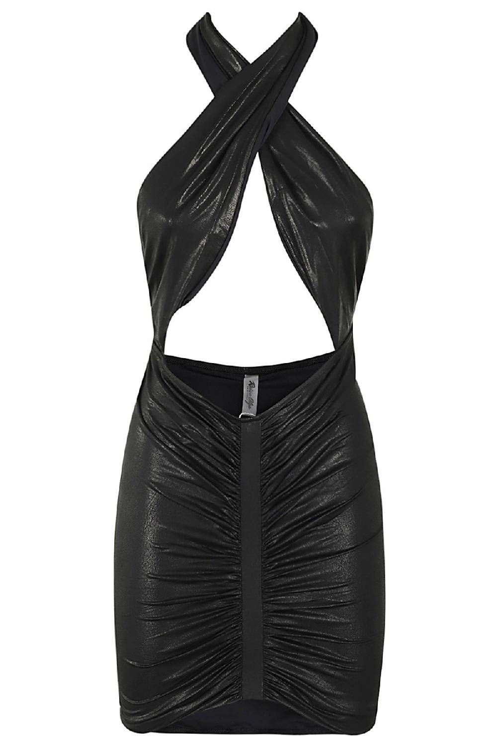 REINA OLGA Abito Mini Stallion Black Ecopelle