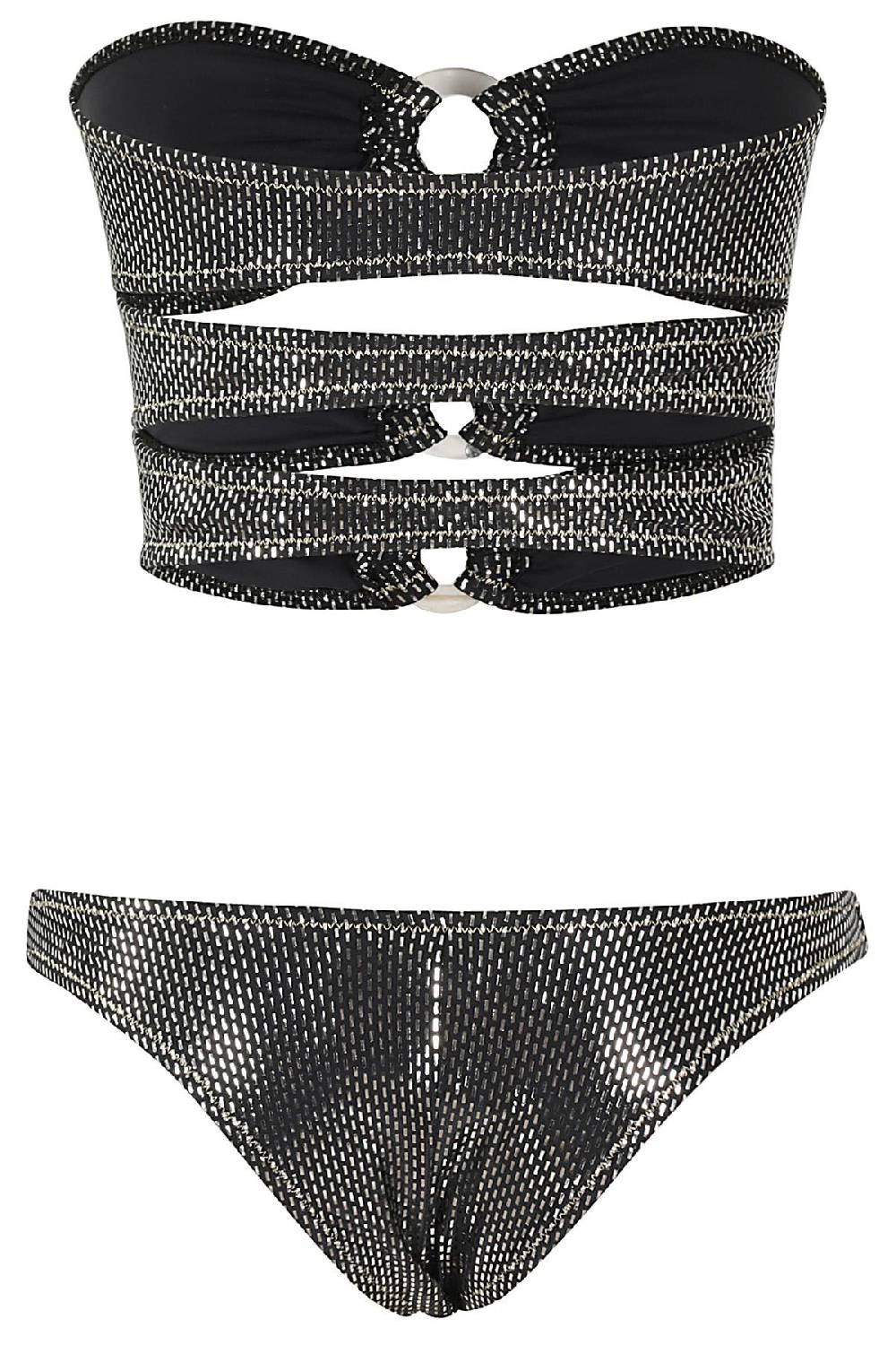 REINA OLGA Costume Bikini Bandeau Black Lame