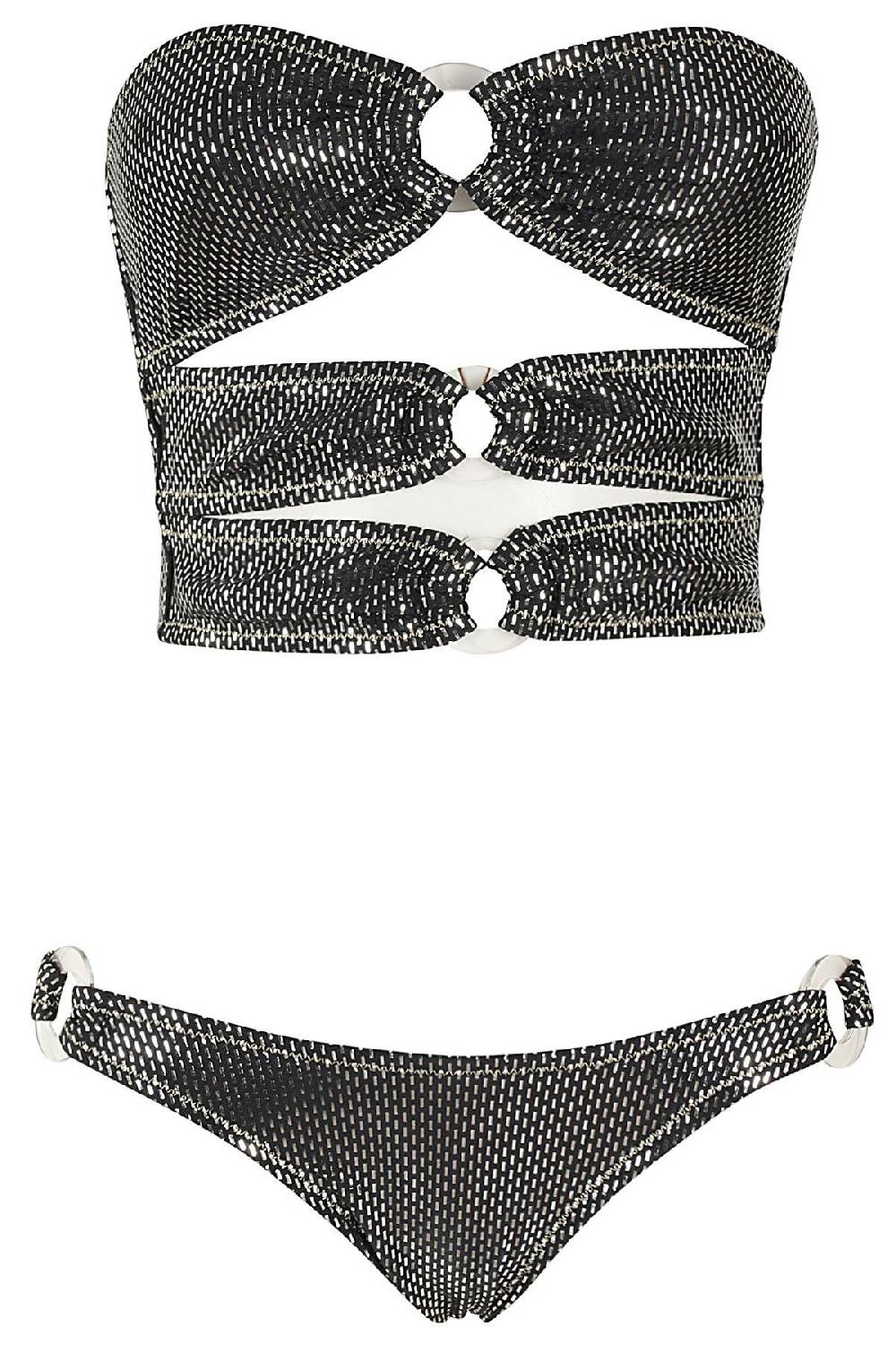 REINA OLGA Costume Bikini Bandeau Black Lame