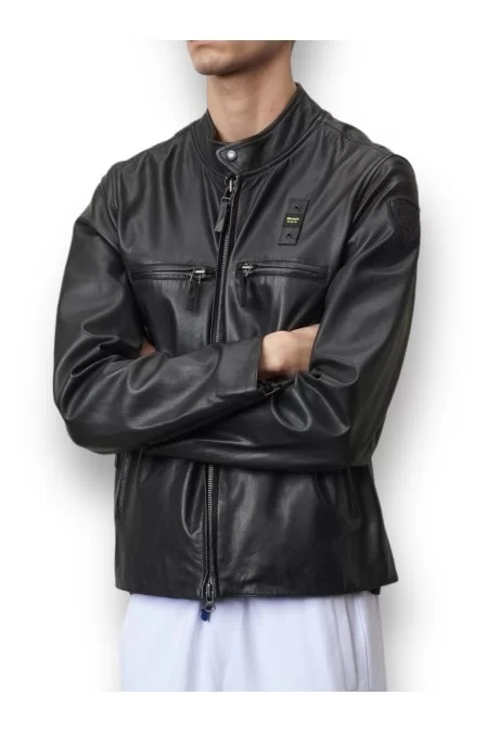 BLAUER GIUBBINO PELLE FODERATO