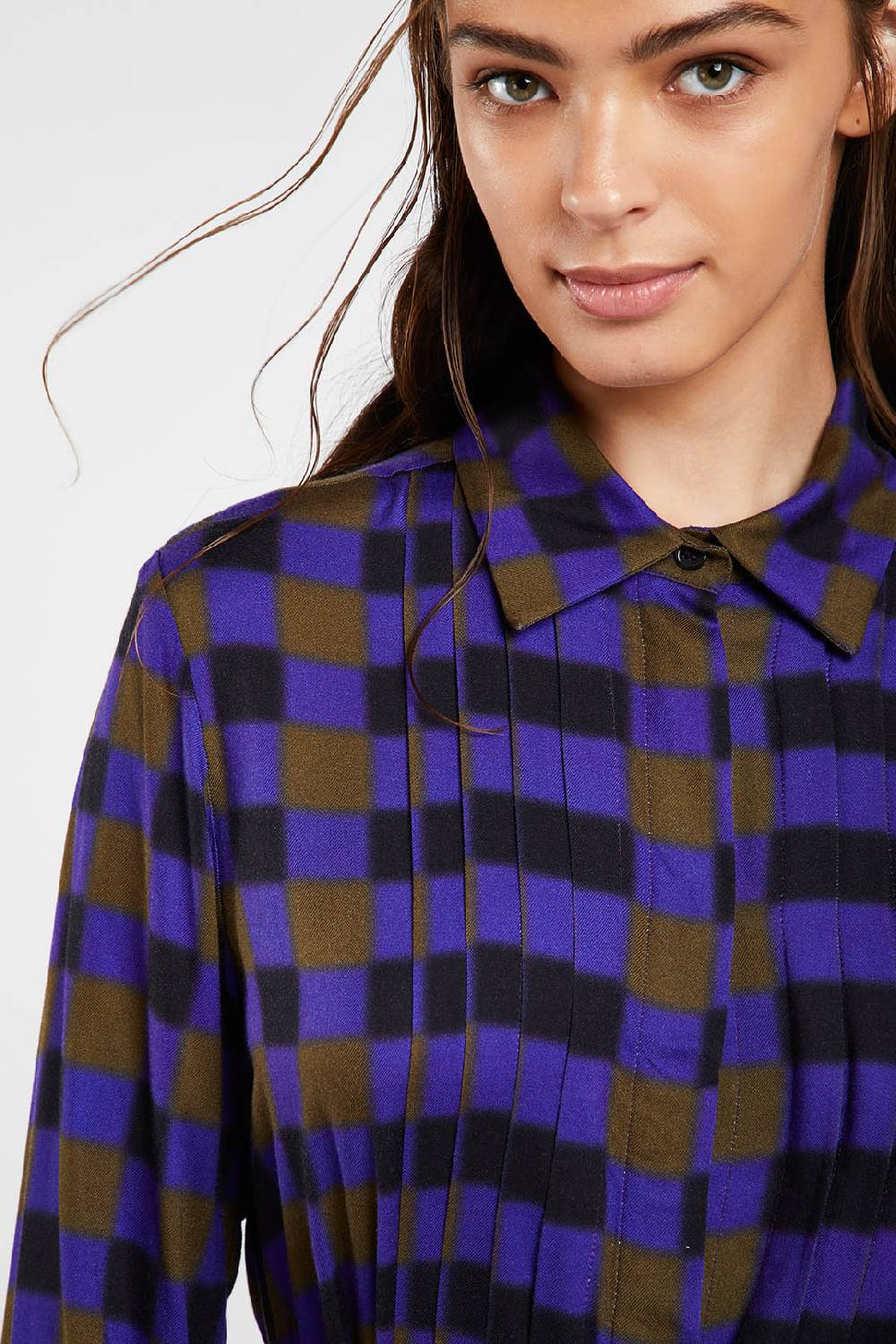 Piazza Sempione Abito Chemisier Con Stampa Sfumata Damier