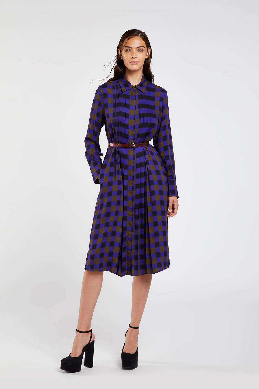 Piazza Sempione Abito chemisier con stampa sfumata damier