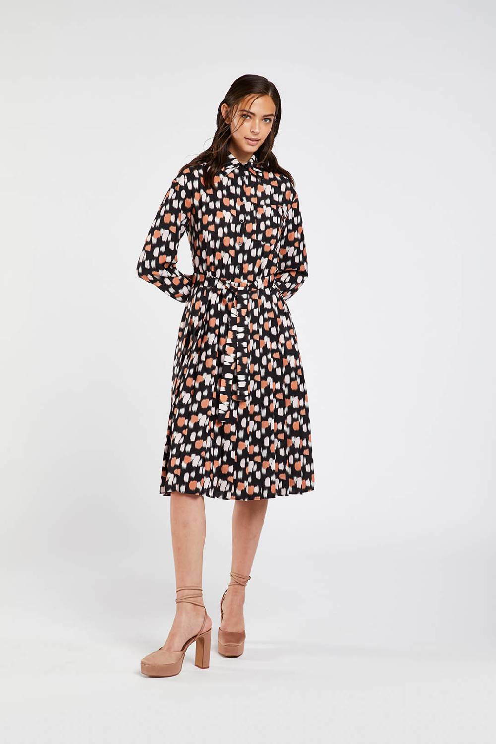 Piazza Sempione Abito Chemisier Stampato Macchia Pennellata