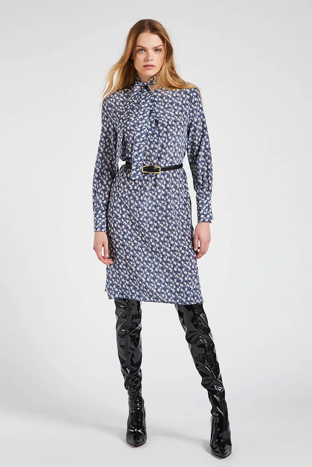 Piazza Sempione Abito con collo a foulard stampa fiori