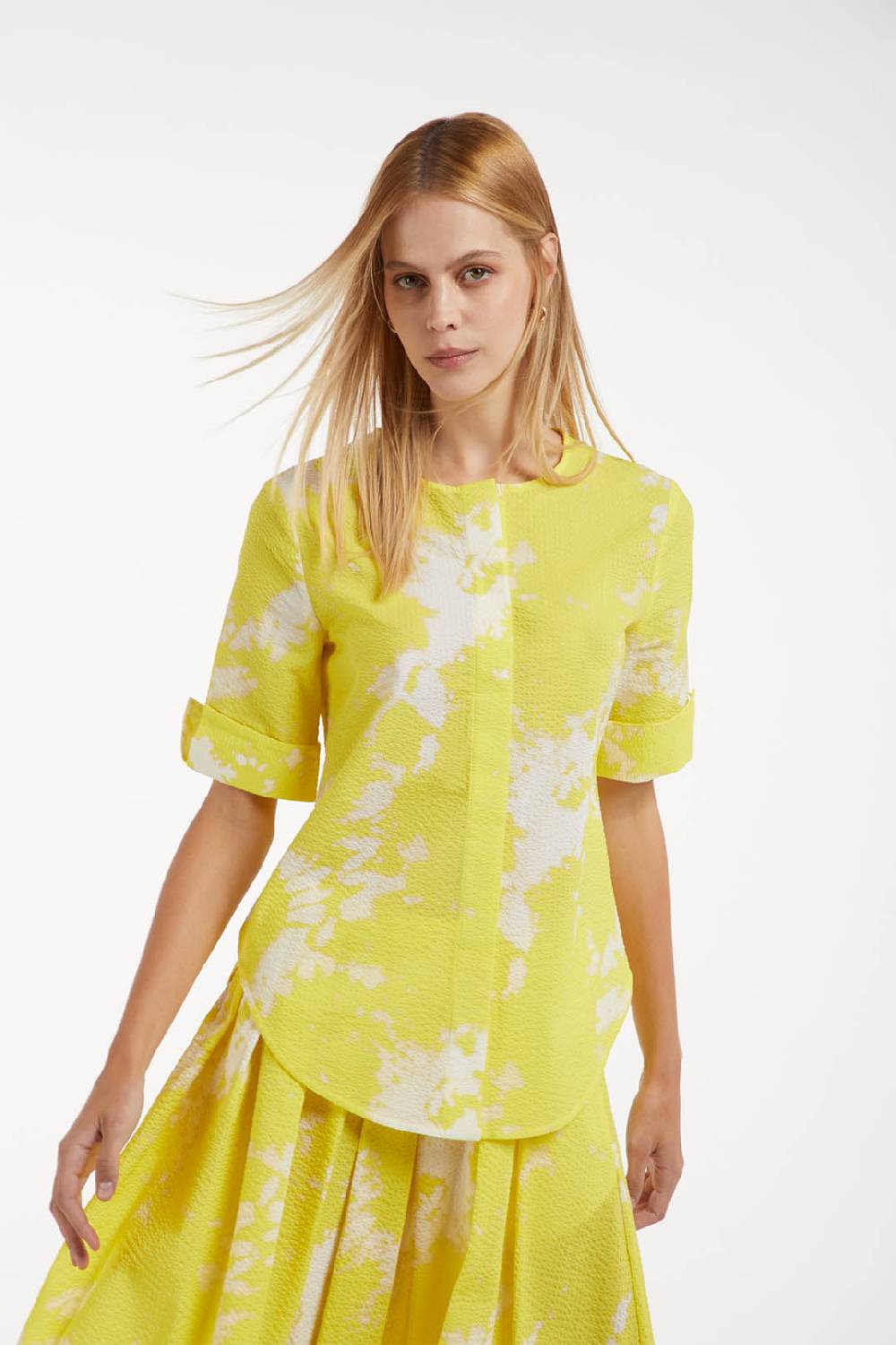 Piazza Sempione Camicia girocollo con stampa tie and dye