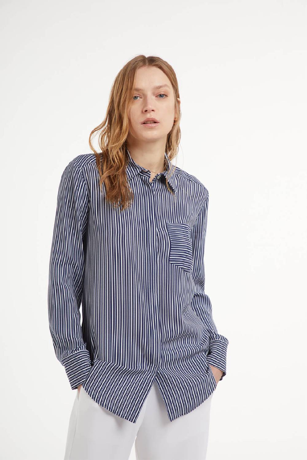 Piazza Sempione Camicia slim a maniche lunghe con stampa righe