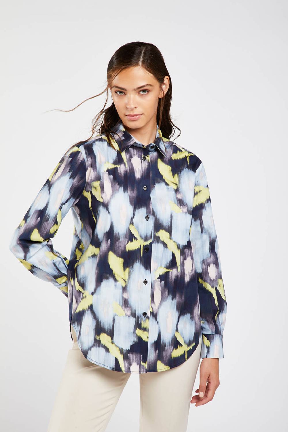 Piazza Sempione Camicia uomo con stampa fiore chinè