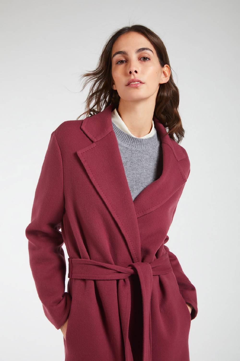 Piazza Sempione Cappotto lungo a vestaglia con cintura