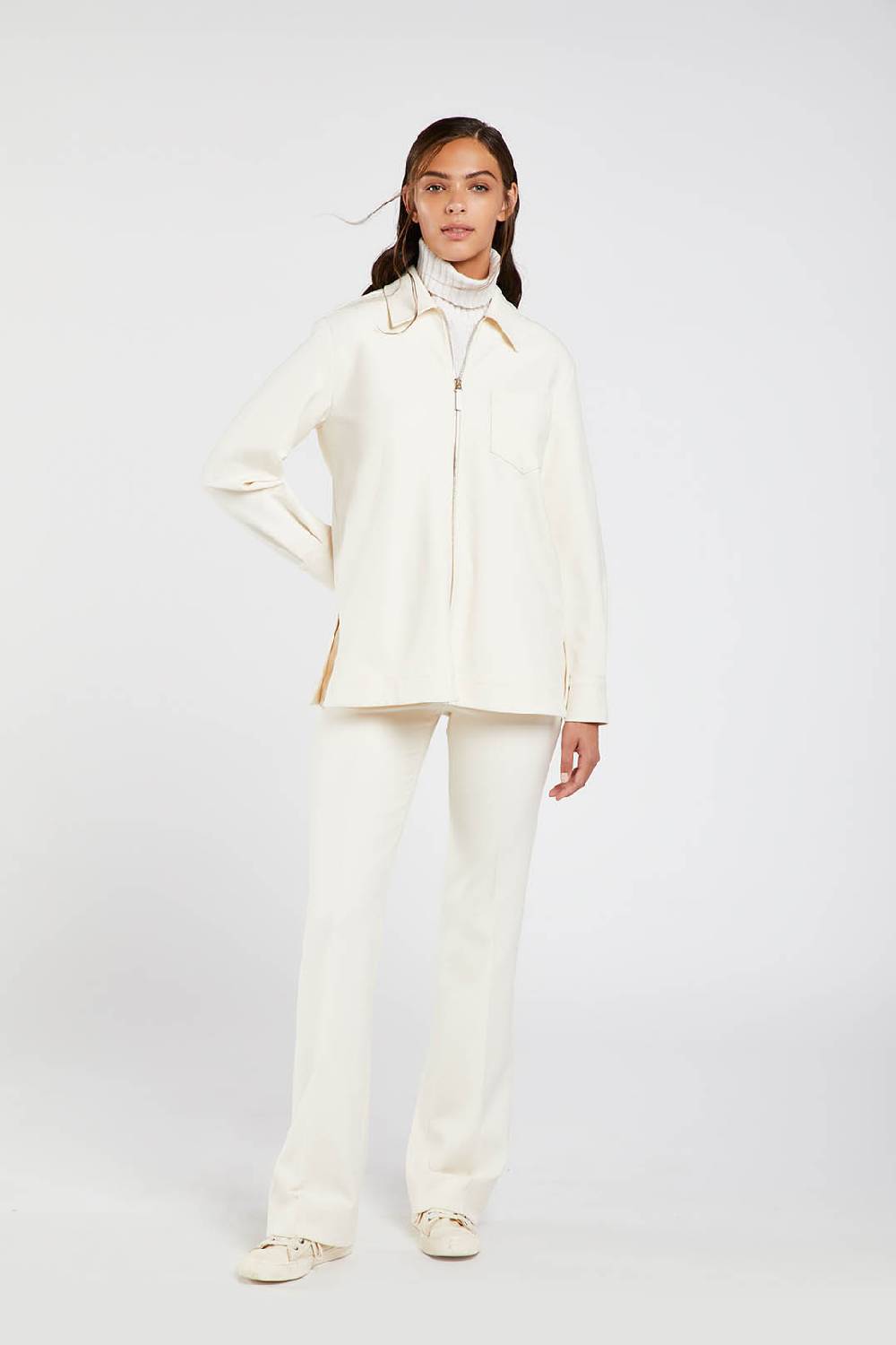 Piazza Sempione Giacca Camicia In Gabardina Diagonale Stretch