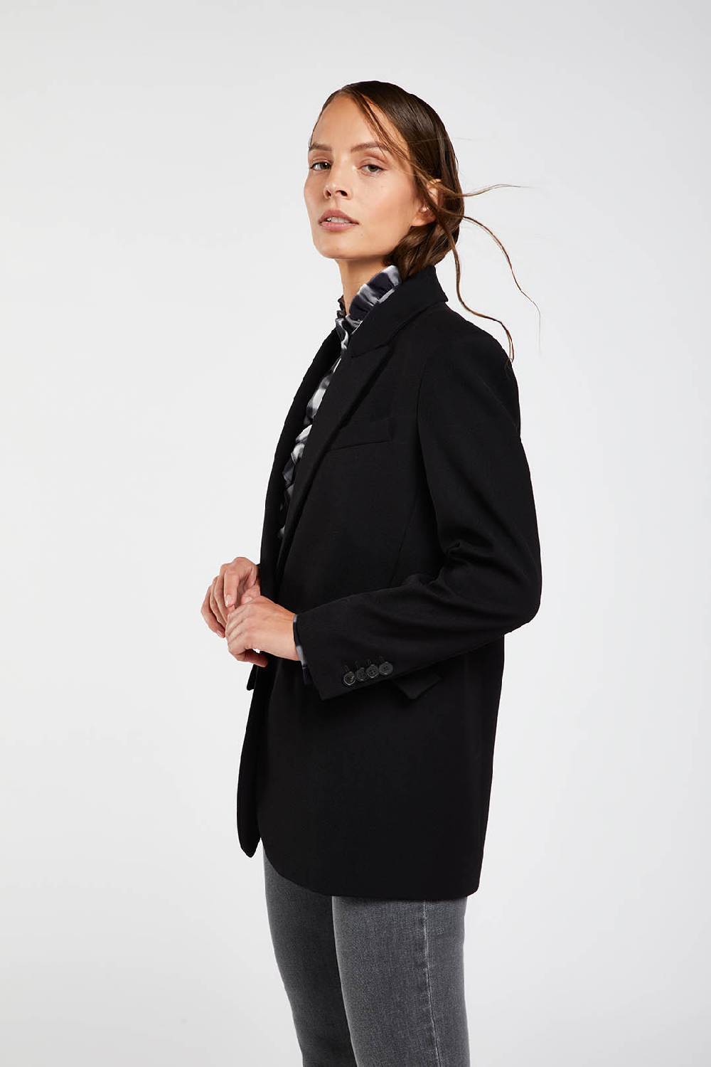 Piazza Sempione Giacca Monopetto In Gabardina Tecnica Di Lana Stretch