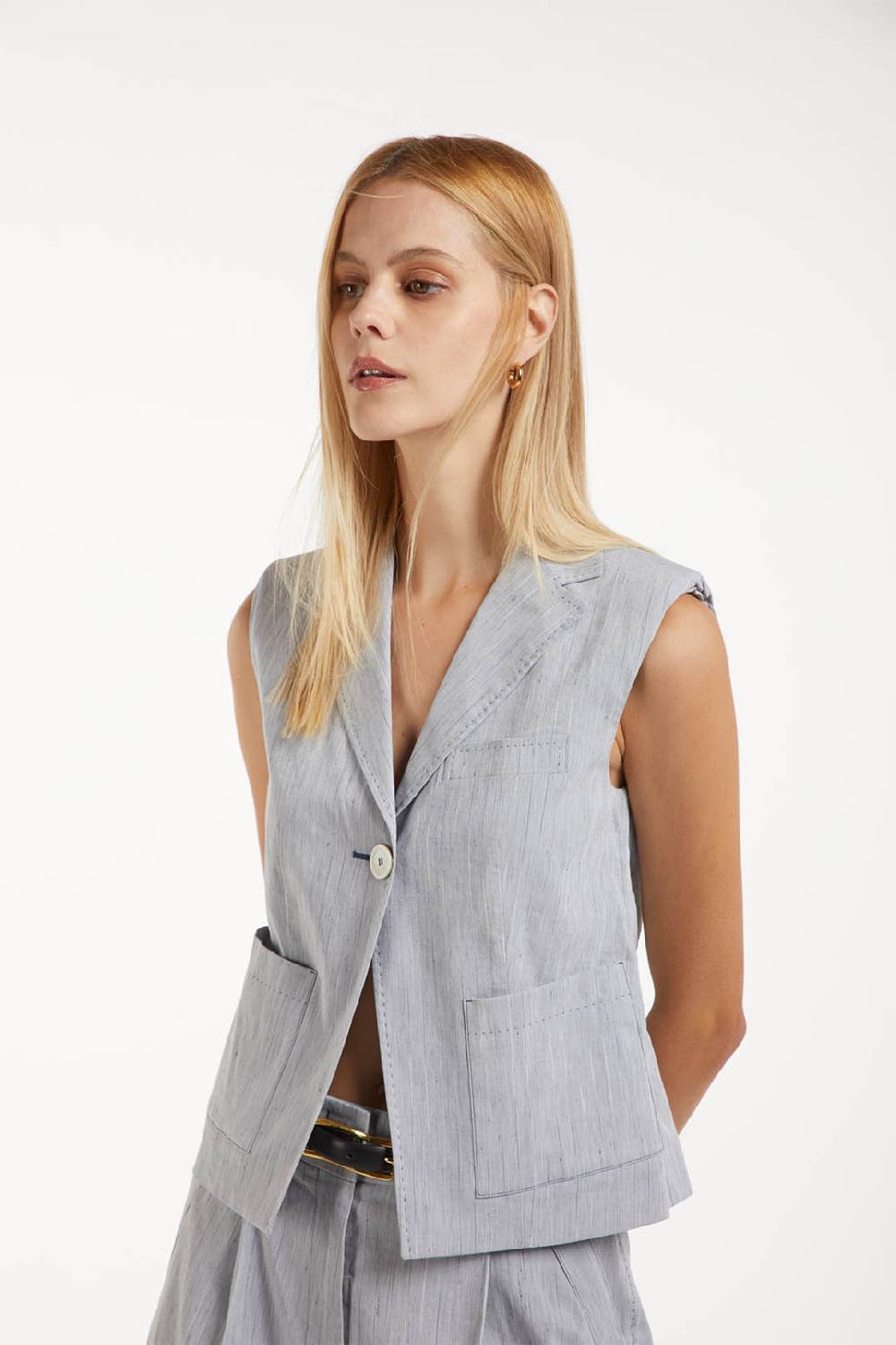 Piazza Sempione Giacca Senza Maniche In Tela Gessata