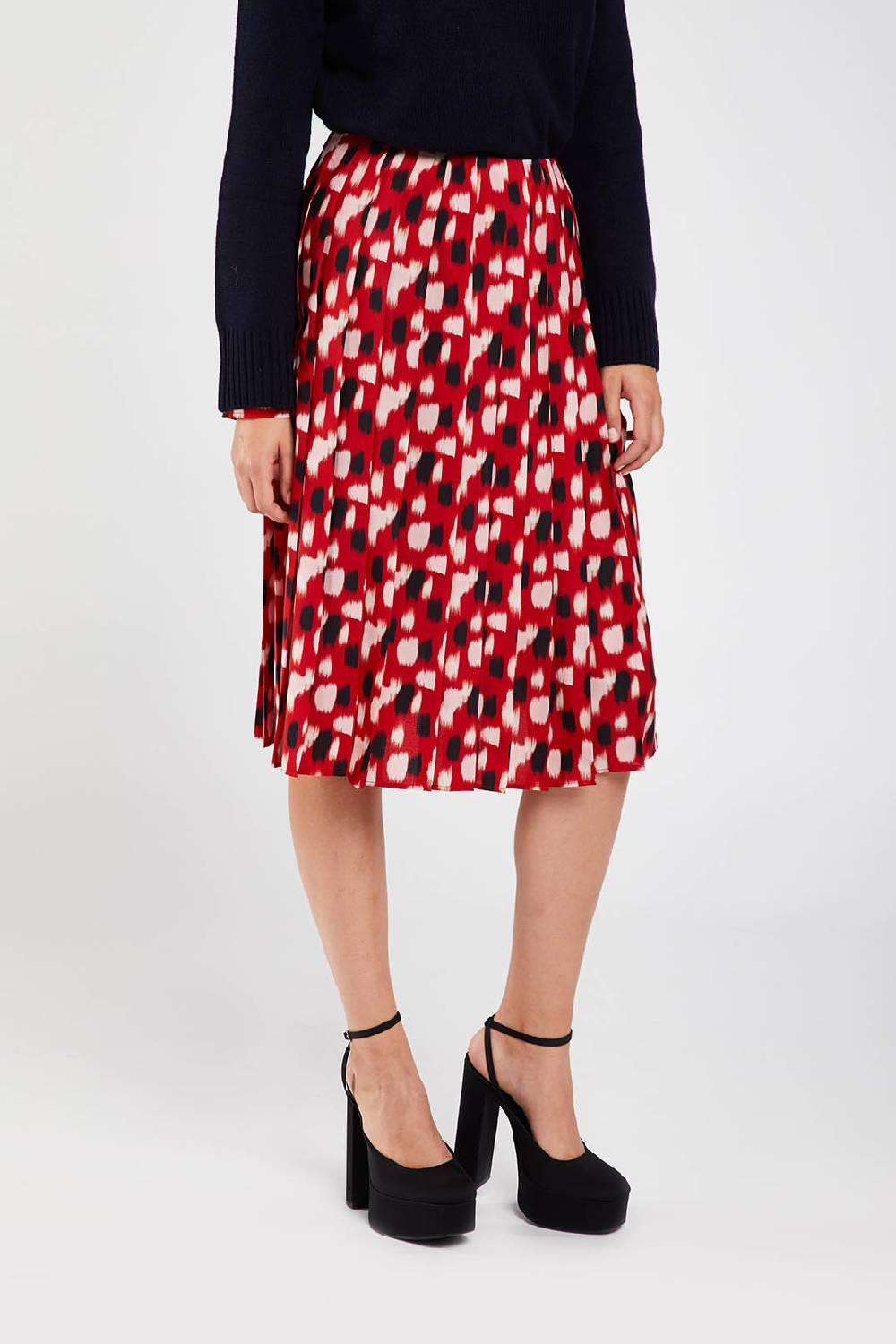 Piazza Sempione Gonna Plissè Con Stampa Macchia Pennellata