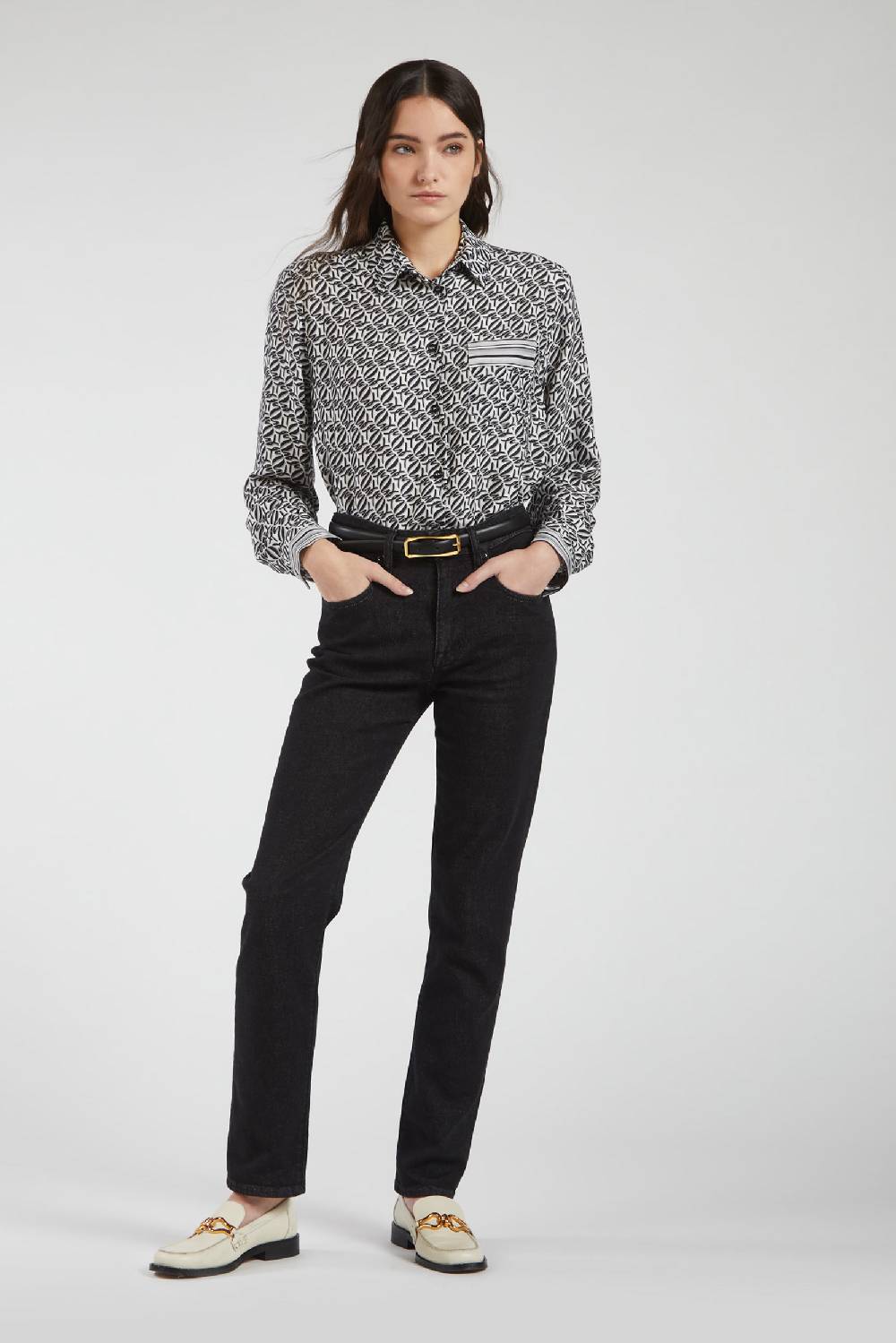 Piazza Sempione KRISTEN Pantalone 5 tasche slim fit in denim nero