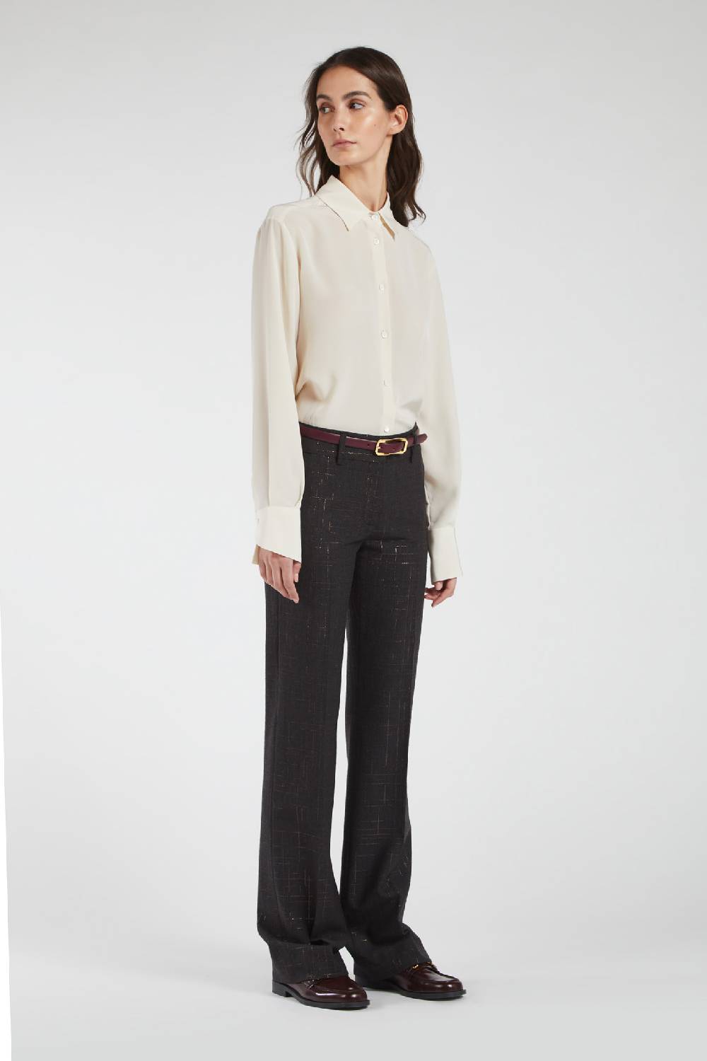 Piazza Sempione LUISA Pantalone lungo a quadri ricamato