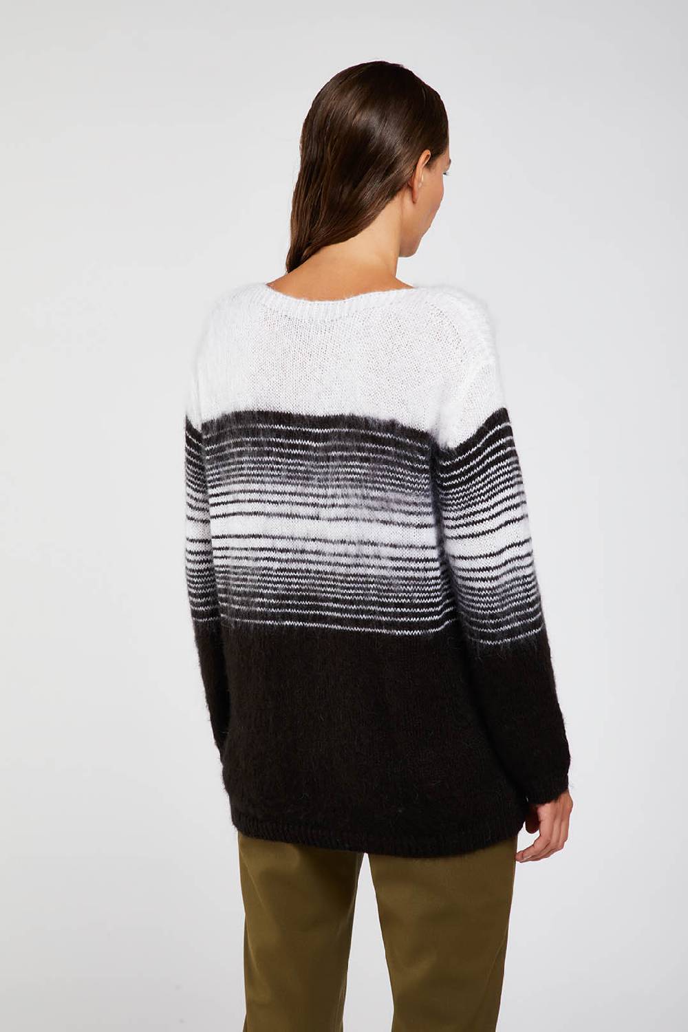 Piazza Sempione Maglione Scollo A Barca Con Righe Sfumate