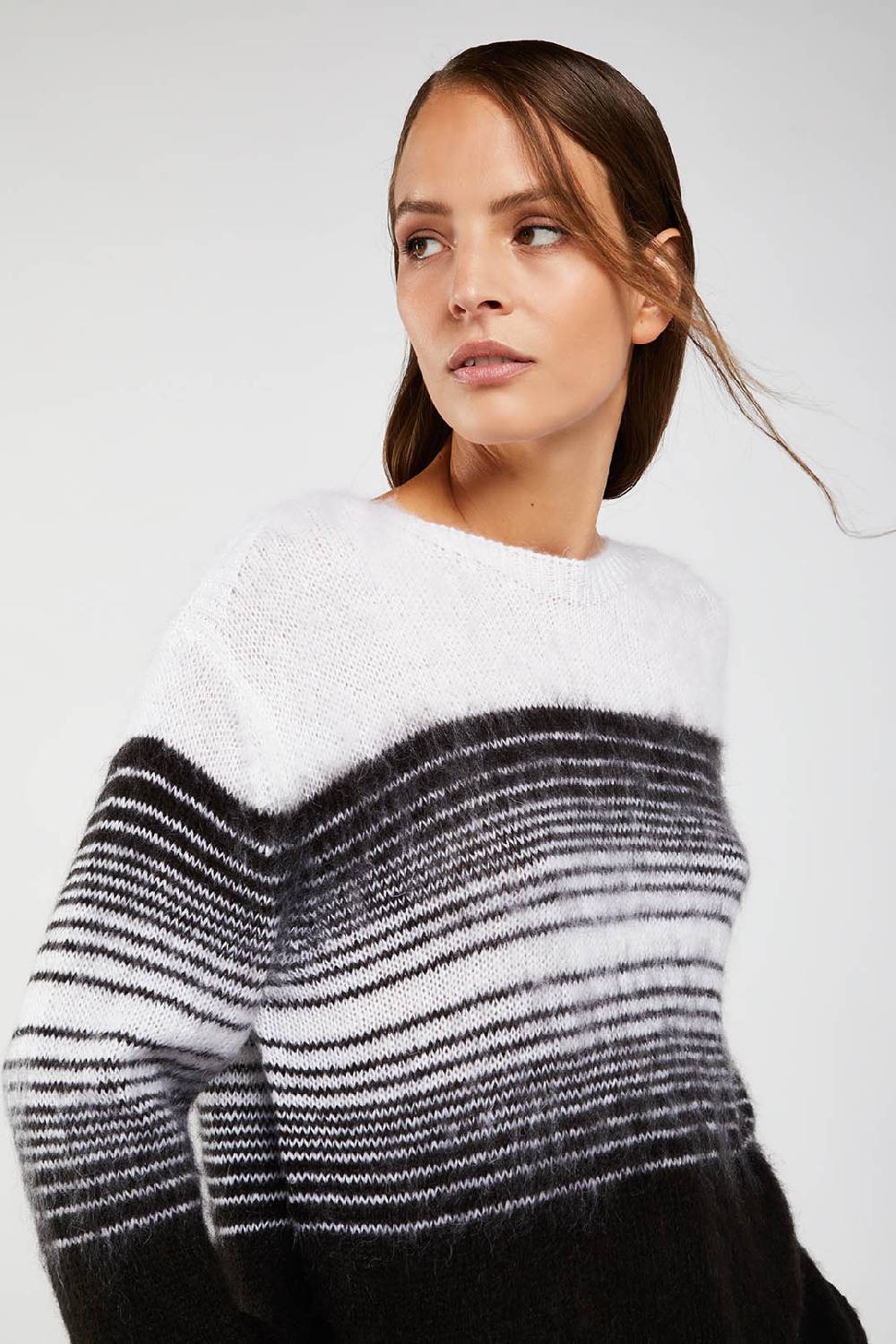 Piazza Sempione Maglione Scollo A Barca Con Righe Sfumate