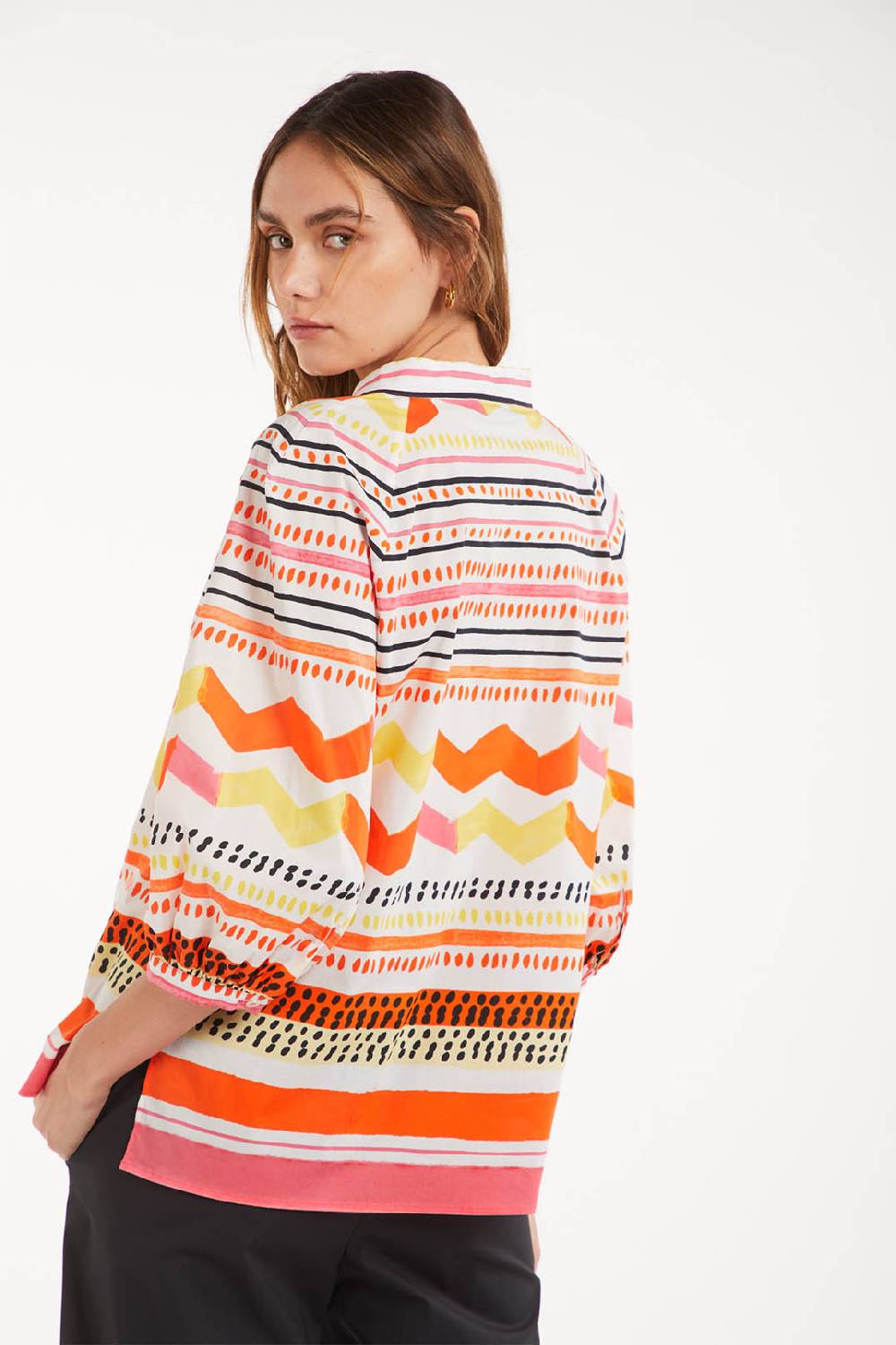 Piazza Sempione Camicia Boho Con Stampa Astratta