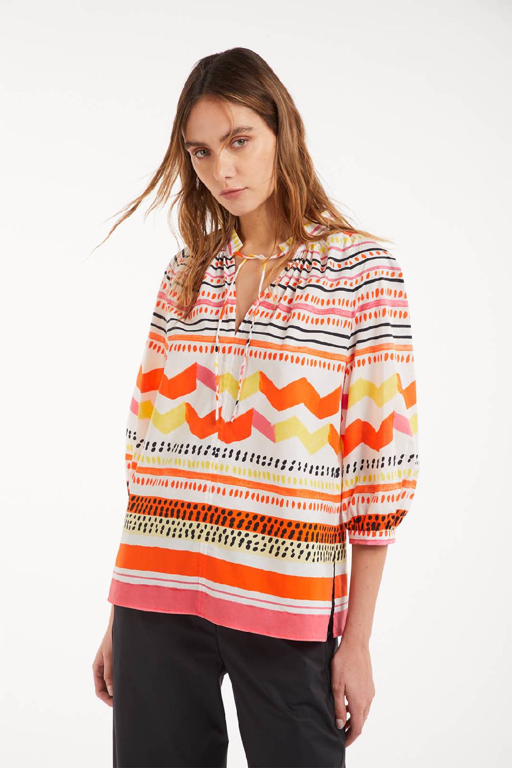 Piazza Sempione Camicia Boho Con Stampa Astratta