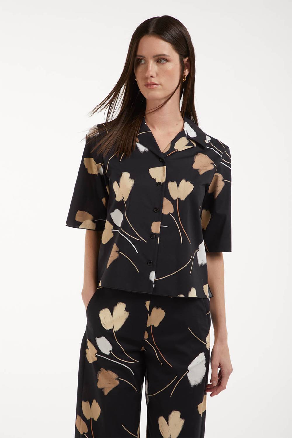 Piazza Sempione Camicia bowling con stampa a fiori