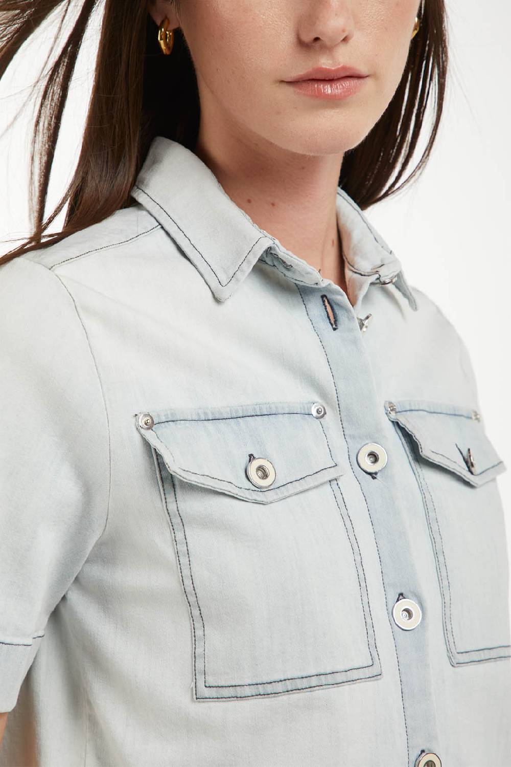 Piazza Sempione Camicia In Denim Manica Corta