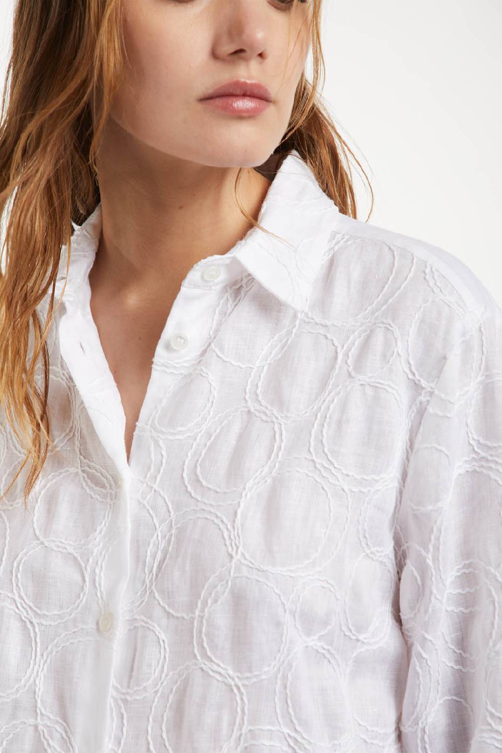 Piazza Sempione Camicia In Lino E Cotone Ricamata