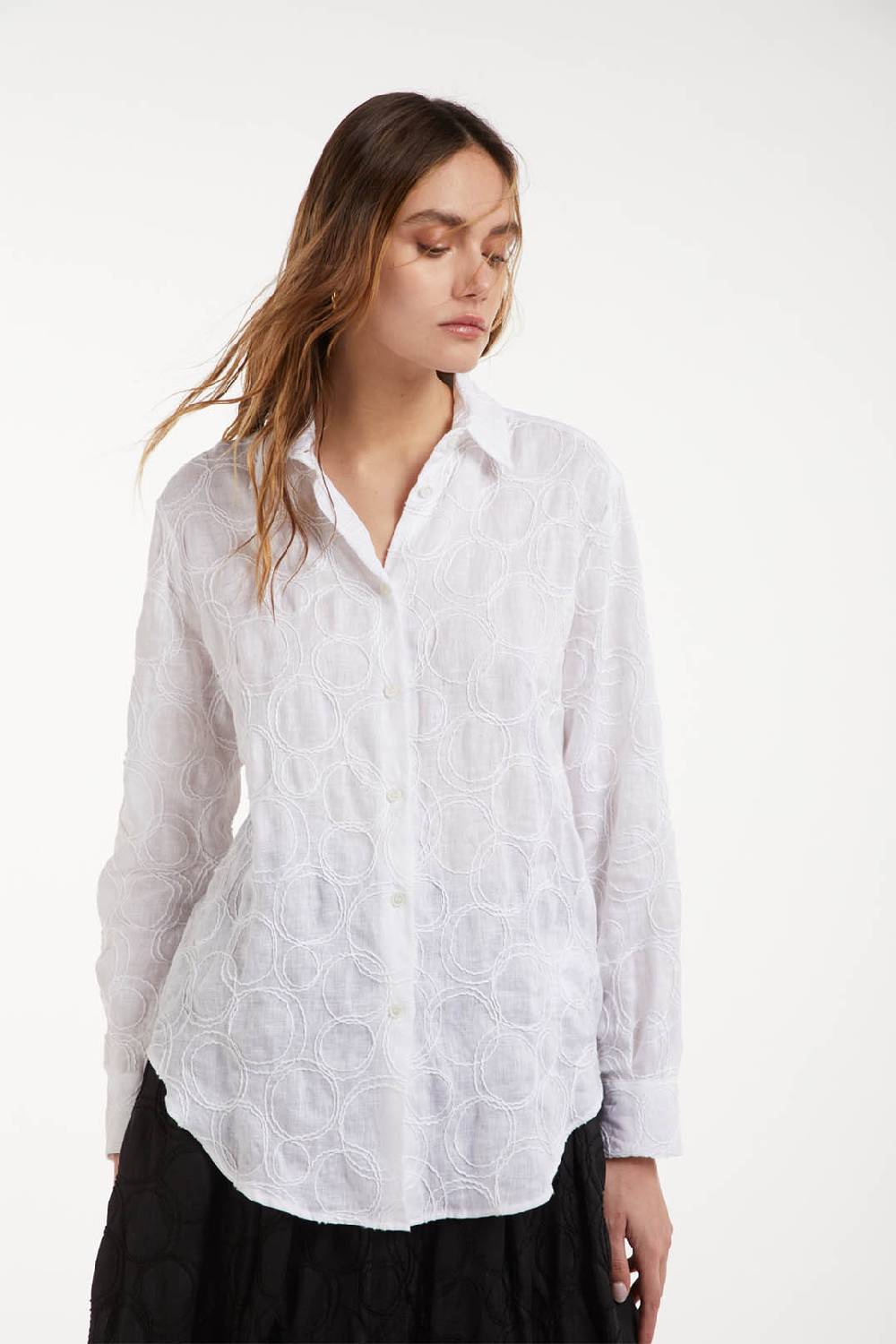 Piazza Sempione Camicia In Lino E Cotone Ricamata