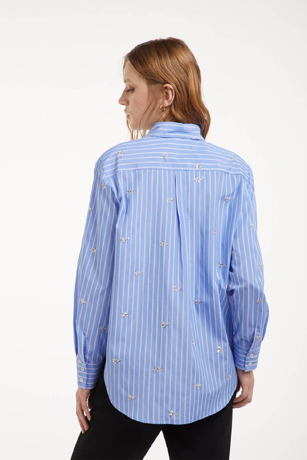 Piazza Sempione Camicia Rigata Con Ricami