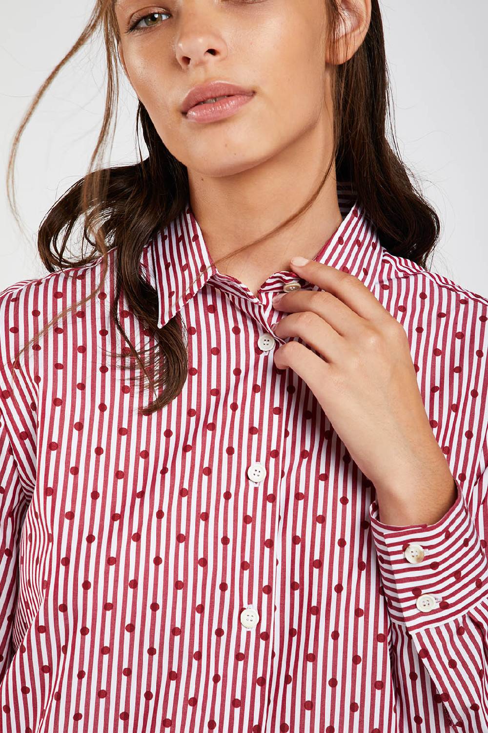 Piazza Sempione Camicia Stampata A Righe E Pois