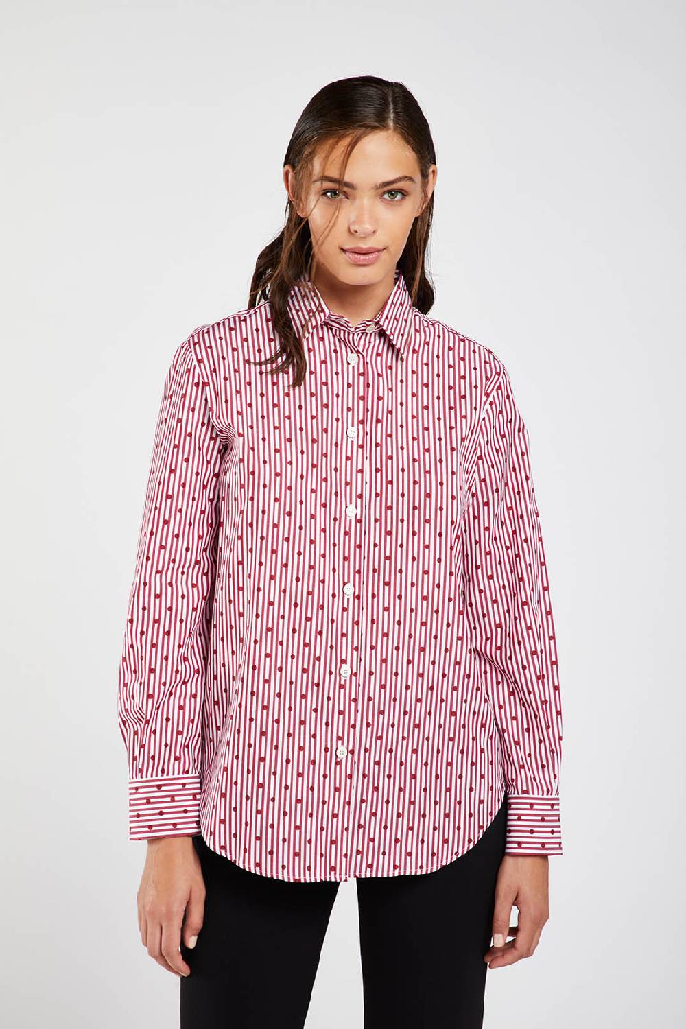 Piazza Sempione Camicia stampata a righe e pois