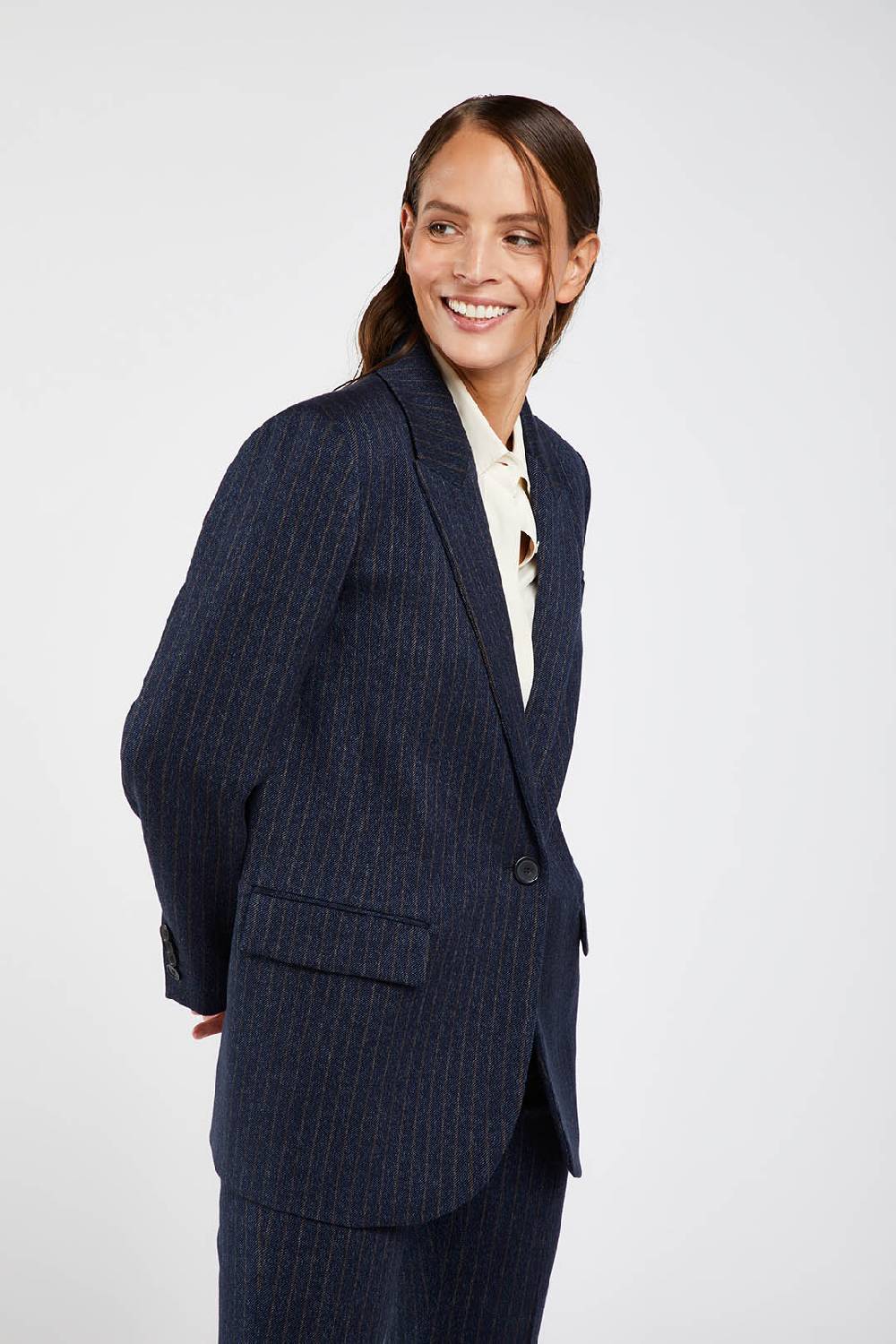 Piazza Sempione Giacca Monopetto In Twill Gessato