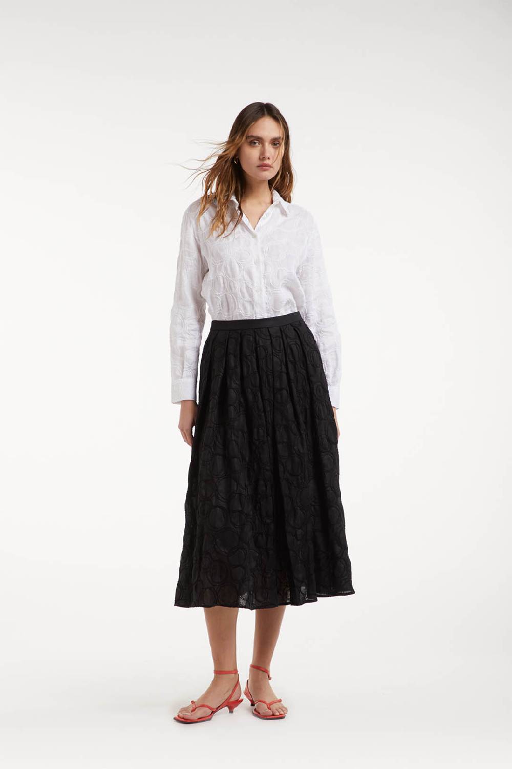 Piazza Sempione Gonna In Lino Ricamato