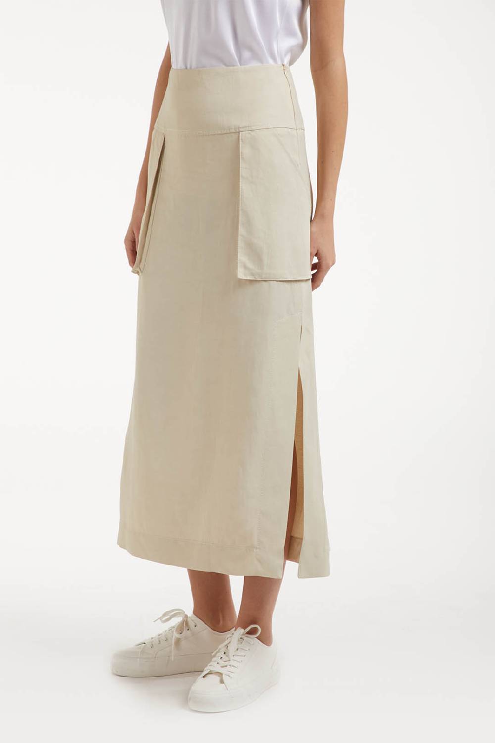 Piazza Sempione Gonna midi in lino e viscosa