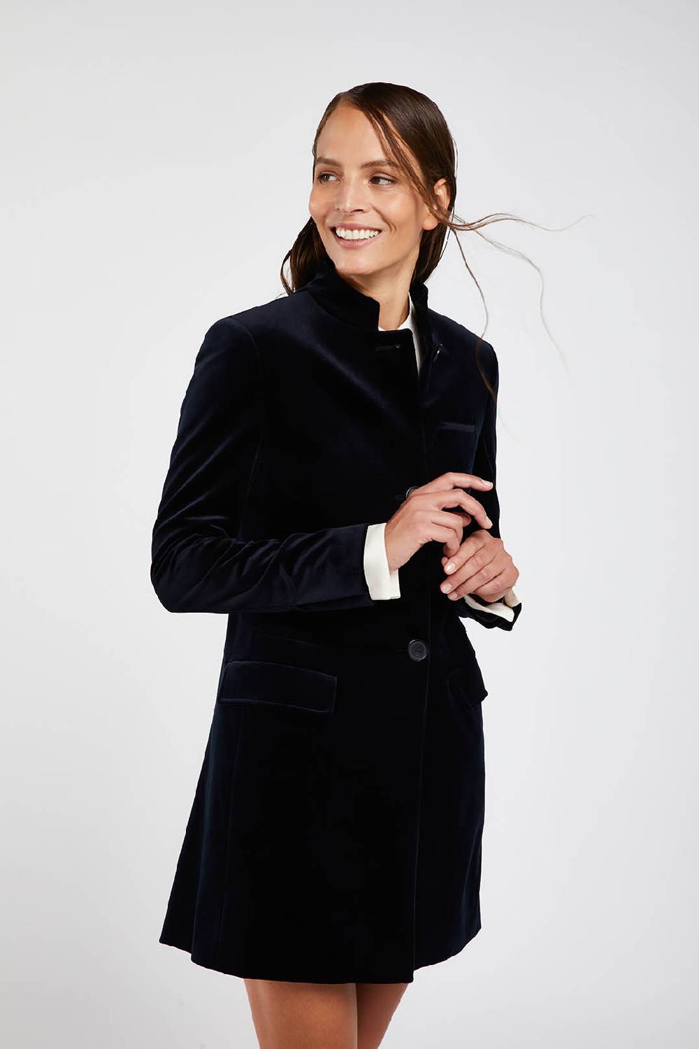 Piazza Sempione Soprabito In Velluto Liscio Elasticizzato