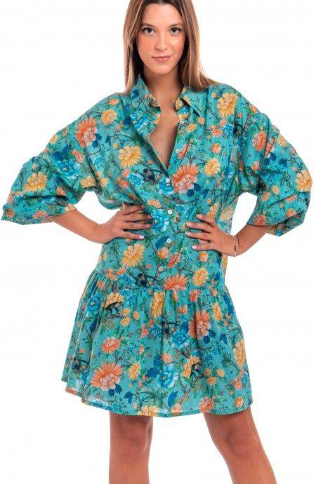 Pin Up Stars Abitino In Cotone Collo Camicia Stampa Monkey