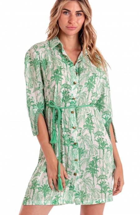 Pin Up Stars ABITO CHEMISIER CON CINTURA STAMPA KENZIA