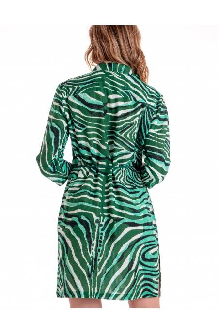 Pin Up Stars ABITO CHEMISIER CON CINTURA STAMPA ZEBRA