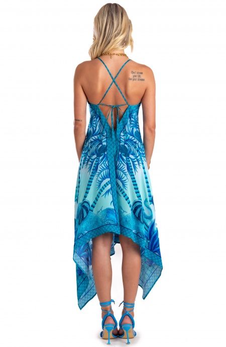 Pin Up Stars Abito Foulard Raso Di Viscosa Palm Paradise