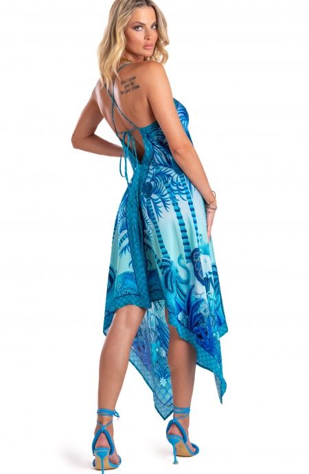 Pin Up Stars Abito Foulard Raso Di Viscosa Palm Paradise