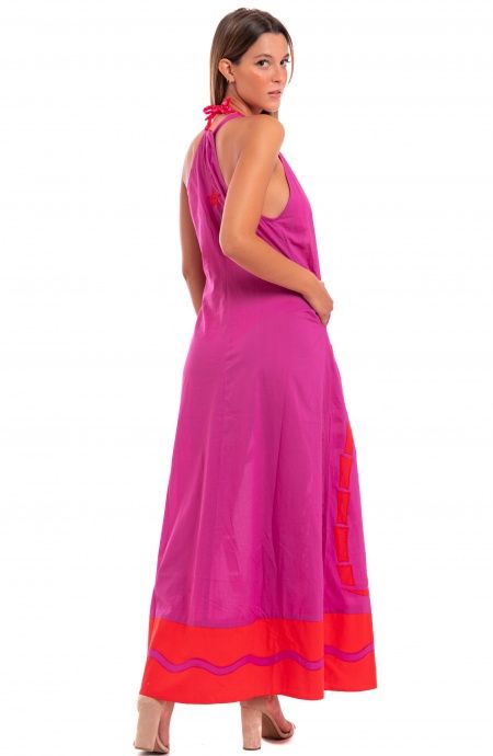 Pin Up Stars Abito Lungo A Spallina Ricamato Pineapple Patch In Cotone