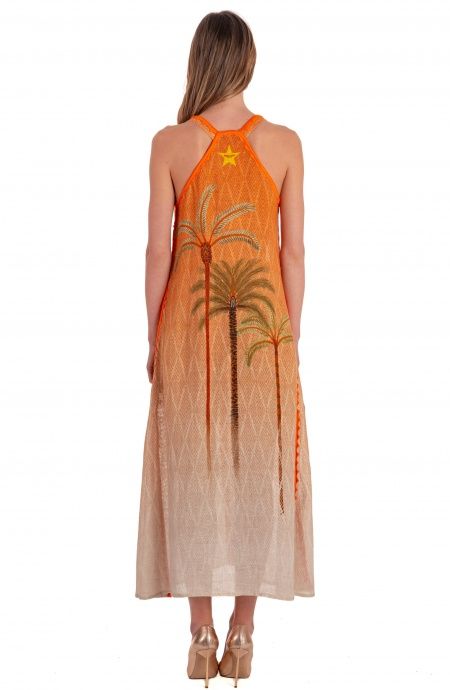 Pin Up Stars Abito Lungo Con Spacchi Garza Stampa Dune