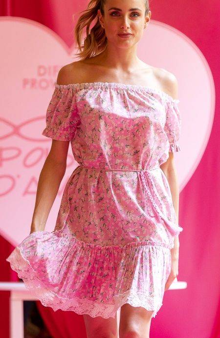 Pin Up Stars Abito Maniche A Palloncino Flower Print