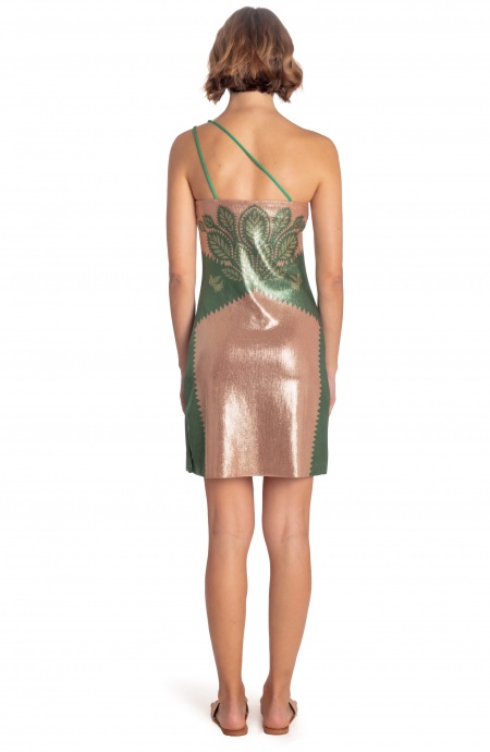 Pin Up Stars ABITO MONOSPALLA LAMÈ STAMPA BEAUTIFUL TREE