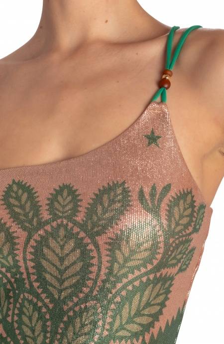 Pin Up Stars ABITO MONOSPALLA LAMÈ STAMPA BEAUTIFUL TREE