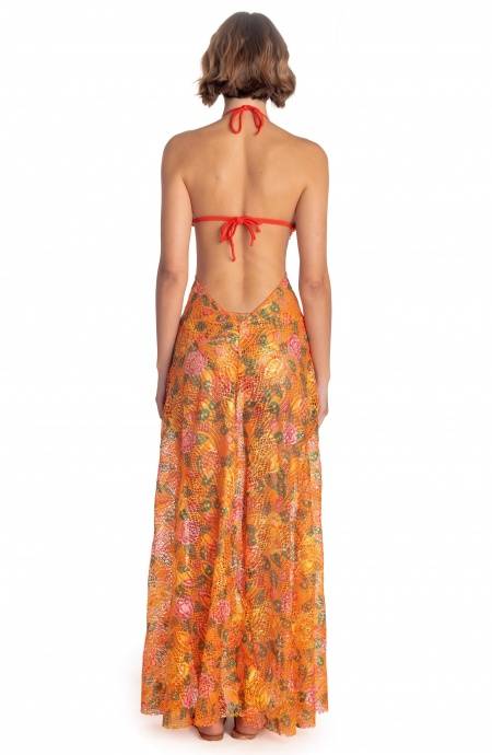 Pin Up Stars ABITO PAREO LUNGO PIZZO MACRAMÉ STAMPA FLOWER BIRD