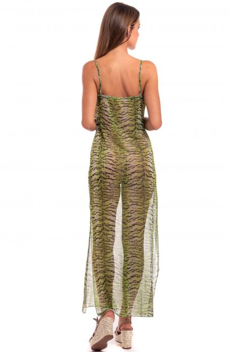 Pin Up Stars Abito Sottoveste Crepon Lamè Stampa Tigre