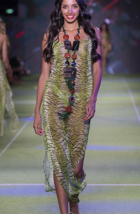 Pin Up Stars Abito Sottoveste Crepon Lamè Stampa Tigre